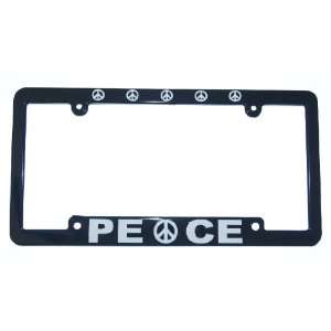  Peace Sign Black Plastic Auto Truck RV License Plate Frame 
