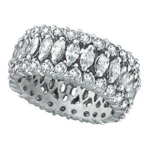  Marquise and Round Diamond Eternity Ring 18K White Gold (4 
