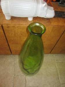 LARGE MID CENTURY MODERN DECORATIVE GREEN GLASS FLOOR VASE DANISH 60S 