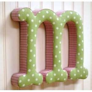  Pink and Green Fabric Wall Letter   m Baby