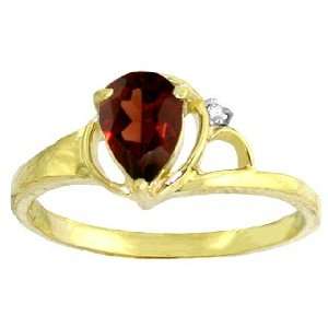   14K. SOLID GOLD RING WITH NATURAL DIAMOND & GARNET 