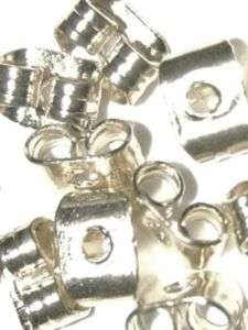 100 Earring Clutch Stud Post Backs Nuts Silver Plated  
