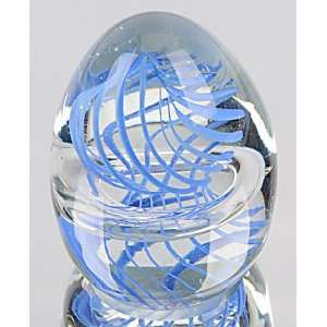  Murano Design Hand Blown Glass Art   Softly Pastel Blue Swirl 