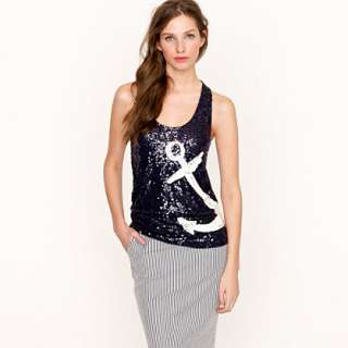Sequin anchor tank   tanks & camis   Womens knits & tees   J.Crew