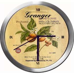  GRANGER 14 Inch Coffee Metal Clock Quartz Movement 