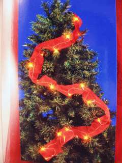   Wedding 6 ft LED Lighted Red Fabric Ribbon Garland NEW FREE SHIPPING