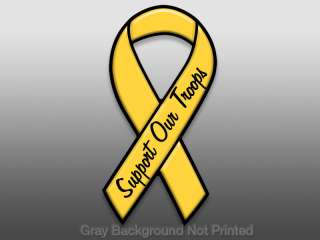 Yellow Support Our Troops Ribbon Sticker decal military  