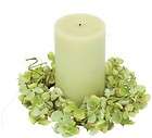 set 8 artificial hydrangea pillar candle ring green 