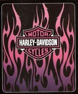 50 x 60 Harley Davison Pink Flames Fleece Blanket Throw  