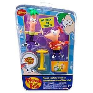  Disney Phineas and Ferb Guitar and Drum Figurine Set    2 