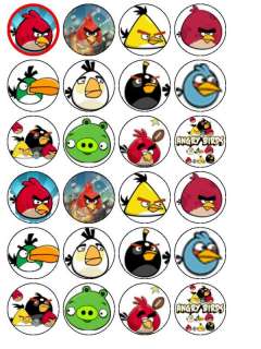 24 x Angry Birds Rice Wafer Paper Cake Bun Toppers New  