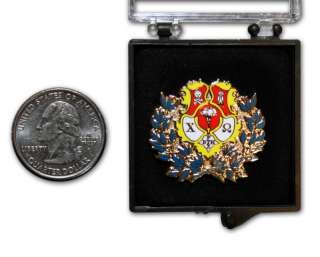 Chi Omega   Chi O   24k GF Coat of Arms Lapel Pin  