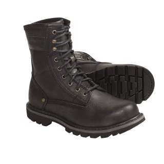 Caterpillars Evolve lace up work boots are made of full grain leather 