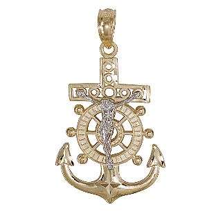  Cross   14K White and Yellow Gold  Jewelry Gold Jewelry Charms