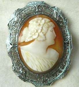   Sterling Victorian Ostby Barton Titanic Cameo Brooch & Pendant  