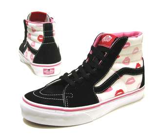   Hi Multi Lips White Black Pink Skate Shoes Sneakers New Mn 9 Wm 10.5