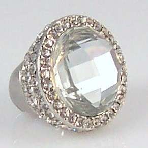 CHUNKY ROUND RHINESTONE CLEAR CRYSTAL Cocktail STRETCH RING  