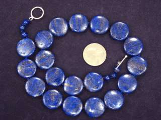 Necklace Lapis Lazuli 20mm Flat Round 925 KN  