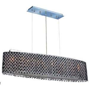   Light Chandelier, Chrome Finish with Jet (Black) Royal Cut RC Crystal