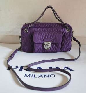 PRADA/Miu Miu Camera Case Purple Quilted Fabric Handbag Purse 