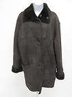 AUTH BURBERRY Dark Brown Suede Shearling Lined Reversible Jacket Coat 