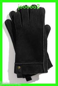 NEW Ugg Australia Gloves Shearling Leather Gloves Sidewall Black Mens 