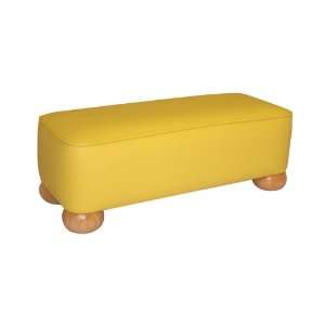  New   Yellow Vinyl Small Footstool with 2 Bun Feet by NW 