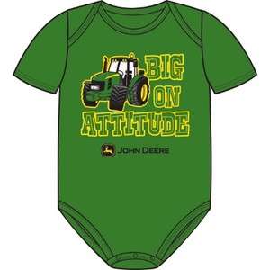 John Deere Green Infant One Piece with Tractor Graphic Big on Attitude 