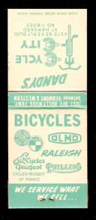 Vnt Matchbook DANDYS BICYCLE Los Angeles RALEIGH PUCH  