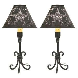   Desk Lamp with Tin Western Star Shade, Set of 2
