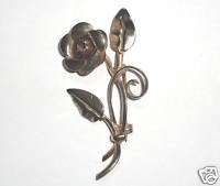 925 Sterling Silver Rose Flower Brooch Pin by Lang  