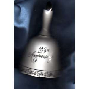  White & Silver Fine China 25th Anniversary Bell