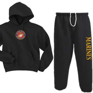 Sweatsuit Marines USMC Hoodie Sweatshirt Sweatpants Set  