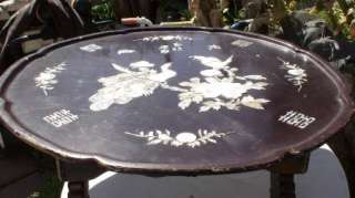 CHINESE LACQUERWARE TABLE WITH MOTHER OF PEARL INLAY  