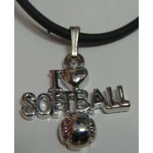  I Love Softball Cord Necklace (Brand New) 
