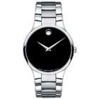 Movado Mens 0606382 Serio Stainless Steel Black Round Dial Watch