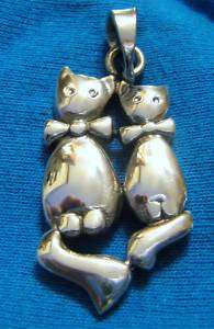 Cat & Kitten Pendant Unique Sterling Silver Artisan  