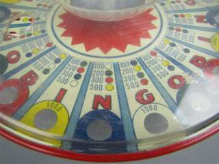 Vintage Rare Marx Tin Wheel Bingo Game w/ 30 Marbles  