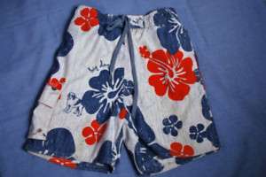 Boys Hawaiian Red Blue BIG DOG Swim Trunk Suit Size 4/5  