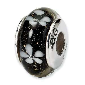  Sterling Silver SimStars Reflections Black Floral Hand 