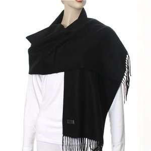   Black Solid 100% Cashmere Wool Scarf Made in Scotland: Everything Else