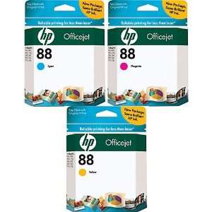 New Genuine OEM 3 Color HP 88 Ink Cartridges for L7590 L7650 K8600 