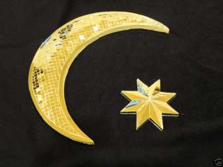 Crescent Moon Star Handcrafted Mirror Work Islamic Art!  