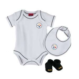   NEWBORN Baby Infant Steelers 3pc Onesie Booties Bib