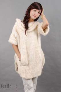 Ladies cute and lovely knitted mink fur coat, vest, turtleneck 
