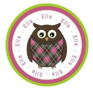 PREPPY OWL PERSONALIZED CHILDRENS PLATE