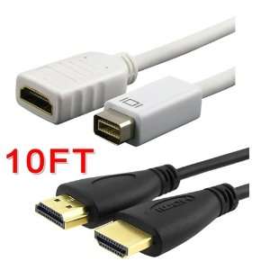  10 HDMI Cable+Mini DVI to HDMI Adapter M/F For MacBook 