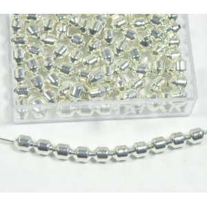  Shiny Silver Plated Cylinder Brass Beads Metal Spacer 6x4 