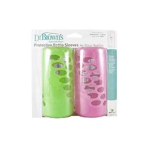   Flow Protective Bottle Sleeves Pink & Green   For Glass Bottles, 8 oz