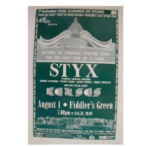  Styx Handbill Concert Poster Return To Paradise Tour At 